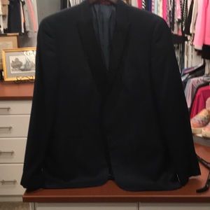 Alfani Dinner Jacket. Navy Blue. Bulk leather collar. 44R. Like new